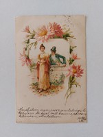 Old postcard 1899 postcard romantic couple
