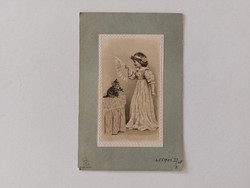 Régi képeslap 1901 levelezőlap kislány cica