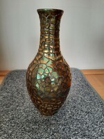 Zsolnay repesztett mázas zöld eozin váza