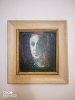 Ján Mudroch,EREDETISÉG IGAZOLÁS,,Női portré holdfényben, olaj, karton 1937-1943..!