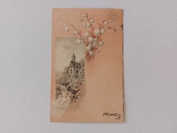 Régi képeslap 1900 levelezőlap tájkép gyöngyvirág
