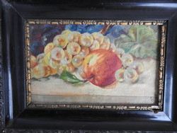 Table still life - fruit still life - marked Biedermeier oil / canvas painting
