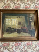 Interior oil painting by Béla Vidovszky