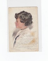 Üdvözlő képeslap gyerekek 03.s. 1916 Kézzel írt kotta a hátulján