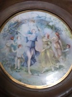 Fábián rózsa /1925-2021/ porcelain painting of the painter report in a leather frame