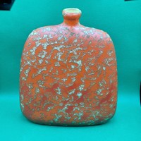 A rare collector's lake head flat fat lava vase