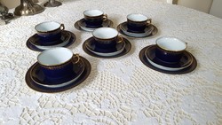 Exkluzív,gyönyörű Romanov orosz porcelán reggeliző trió 6 db.