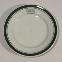 Zsolnay small plate with dark green advertisement inscription