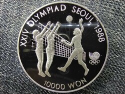 Dél-Korea Olimpiai Játékok Szöulban 1988 Röplabda .925 ezüst 10000 won 1987 PP (id46464)