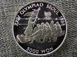 Dél-Korea Olimpiai Játékok Szöulban 1988 Kötélhúzás .925 ezüst 5000 won 1986 PP (id46471)