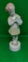 Zsolnay little girl with flower figurine