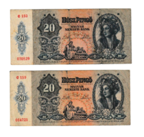 20 Pengő  bankjegy - 1941 - 2 db - C159