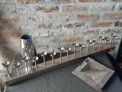 Unique, silver-colored 15-piece candle or candle holder bauhaus