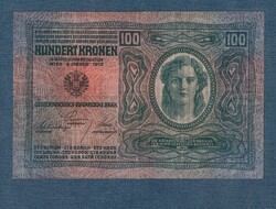 100 Korona 1922 VF Deutschösterreich bélyegzés Hátlap Azonos