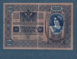 1000 Korona 1902 VG Deutschösterreich bélyegzés Hátlap Azonos