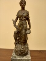 37cm magas antik bronz szobor