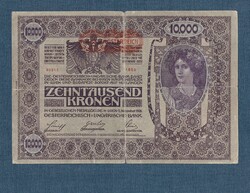 10000 Korona 1918 Deutschösterreich bélyegzés Hátlap Ornament II. Kiadás VG