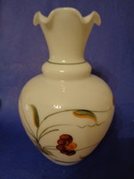 A milk glass vase with a frilled mouth, circa 1940