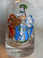 Hutás enamel-painted serving bottles from the 1800s with the coat of arms of the Görgey family, marked