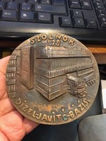 Bronze commemorative plaque, Szolnok, 1978, diesel engine base, 12 cm