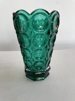 Retro, vintage green, Czech glass vase