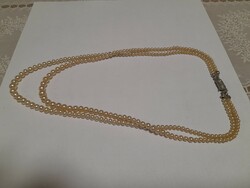 Gyönyörű antik 835 ezüst kapcsos dupla soros gyöngysor nyaklánc