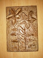 Virág mintás réz falikép 15*21 cm (z)