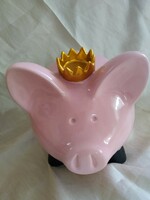 Huge pink piggy bank with shopping queen inscription, size: 26 cm x 16 cm