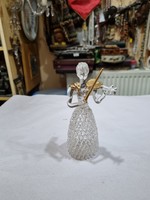 Iparmüvészeti üveg hegedűs nöi figura