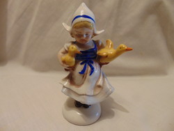 German GDR porcelain little girl with geese