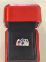 Hatalmas Gyémánt Arany Gyűrű Színes Természetes Drágakövekkel Certifikációval Eladó & Csere