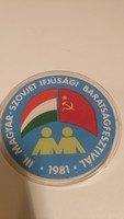 Magyar-Szovjet ifjúsági barátságfesztivál kitűző, szocilaista, KISZ