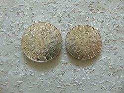Ausztria ezüst 50 schilling 1963 - 25 schilling 1957