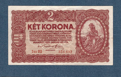 2 Korona 1920 Bécsi Kiadás EF