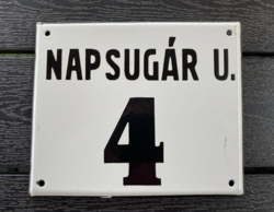 Napsúgár u. 4 - House number plate (enamel plate, enamel plate)