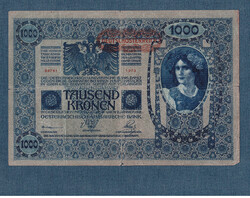 1000 Korona 1902 Deutschösterreich bélyegzés Hátlap Ornament I. Kiadás VG