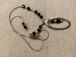 Israeli silver necklace with onyx stone