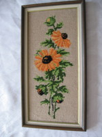 Yellow sunflower, daisy bouquet in needle frame picture frame