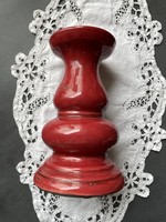 Antique red rustic ceramic candle holder large size