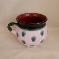 Hungarian ceramic mug with green dots, stem