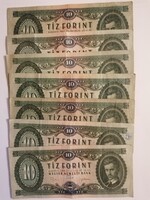 10 Forintos bankjegy 14db vegyes évszám és állapot