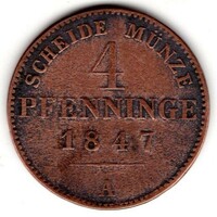 Porosz IV Frigyes 4 Pfennig 1847 T-2