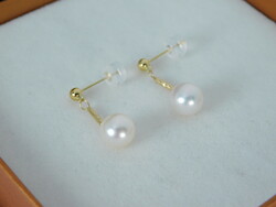 Akoya pearl 18k gold dangle earrings