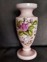 Antique pink baroque patterned glass vase