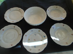 Zsolnay porcelain, antique, white bowl, . He has! Jokai. 3 Large flat 2 deep 50s early shield pe