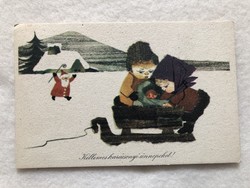 Régi rajzos Karácsonyi képeslap - Tomaska Irén rajz                           -5.