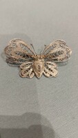 Filigree silver butterfly brooch