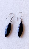 Silver faceted onyx stone earrings