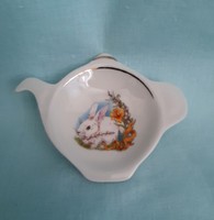 Witeg burlap with bunny pattern, tea filter tea filter holder, bowl. Rarity!