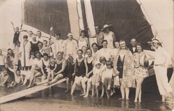 Old photo sheet, postcard, group photo, Adriatic bathers, before sailing
